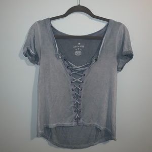 American Eagle Soft & Sexy Lace Up T Shirt